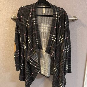 Vanilla Bay Black and Gray Plaid Cardigan
